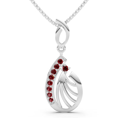 Garnet Pear Wave Pendant