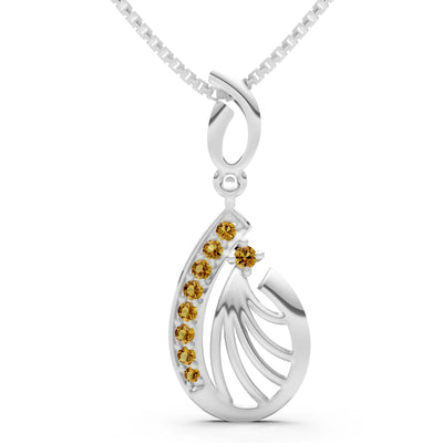 Citrine Pear Wave Pendant