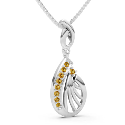 Citrine Pear Wave Pendant