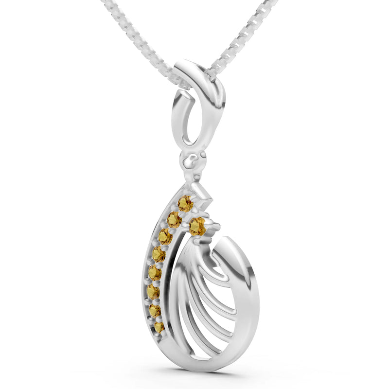 Citrine Pear Wave Pendant