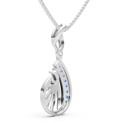 Swiss Blue Topaz Pear Wave Pendant