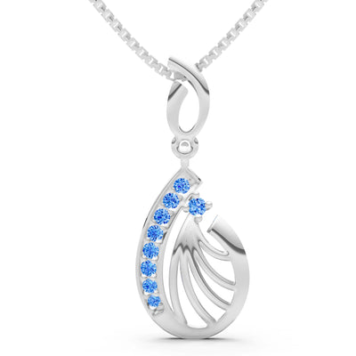 Swiss Blue Topaz Pear Wave Pendant