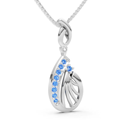 Swiss Blue Topaz Pear Wave Pendant