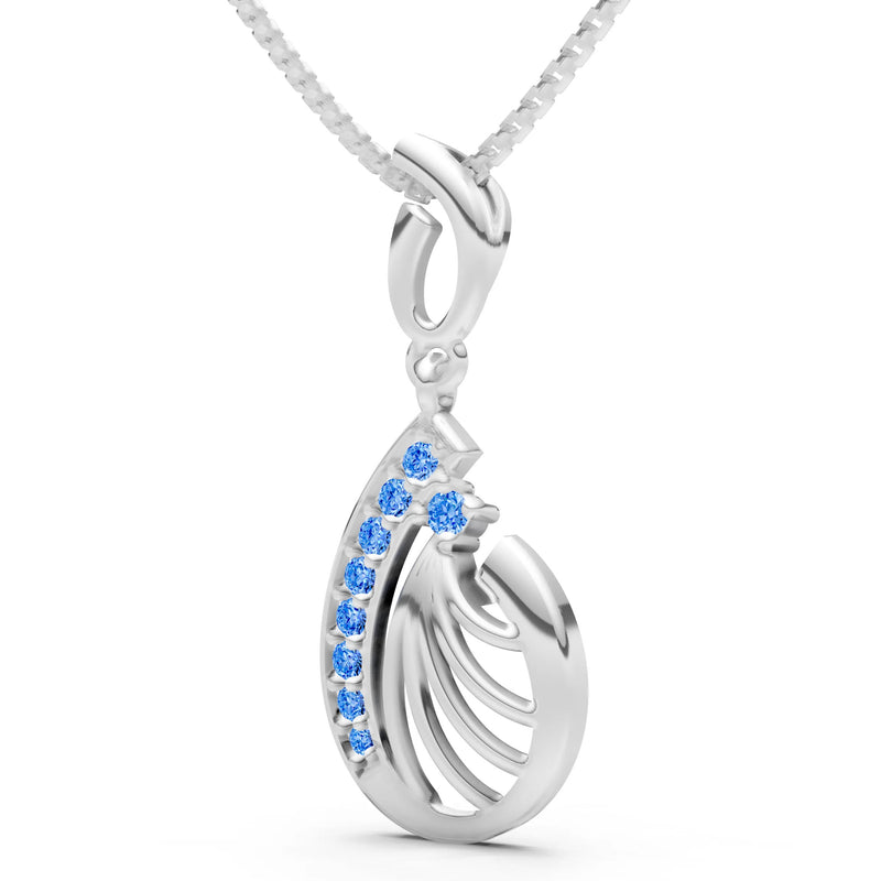 Swiss Blue Topaz Pear Wave Pendant