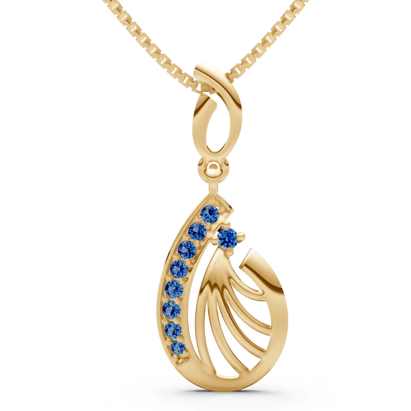 London Blue Topaz Pear Wave Pendant