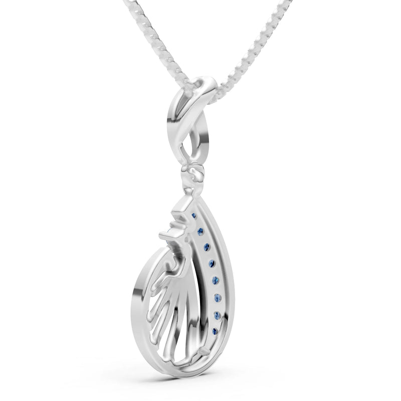 London Blue Topaz Pear Wave Pendant