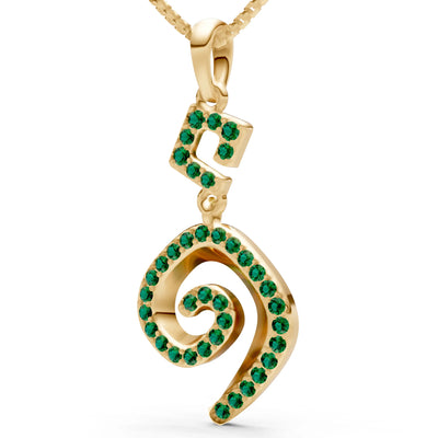 Emerald Gemstone Celtic Spiral Pendant