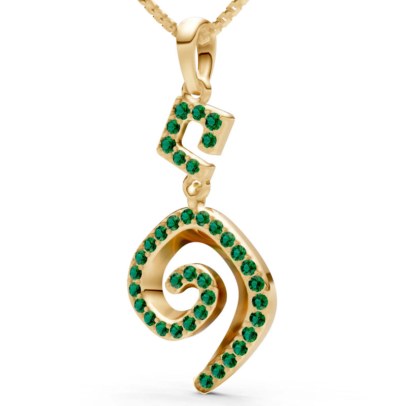 Emerald Gemstone Celtic Spiral Pendant