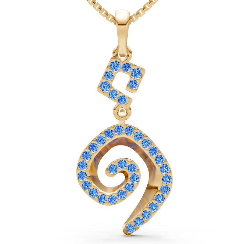 Swiss Blue Topaz Gemstone Celtic Spiral Pendant