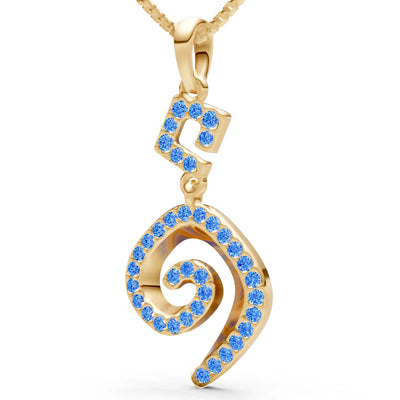 Swiss Blue Topaz Gemstone Celtic Spiral Pendant