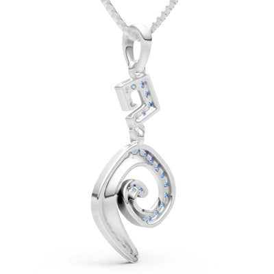 Swiss Blue Topaz Gemstone Celtic Spiral Pendant
