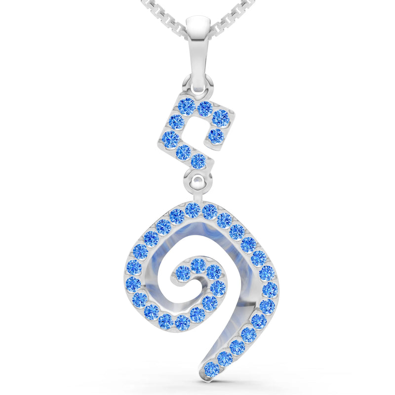 Swiss Blue Topaz Gemstone Celtic Spiral Pendant