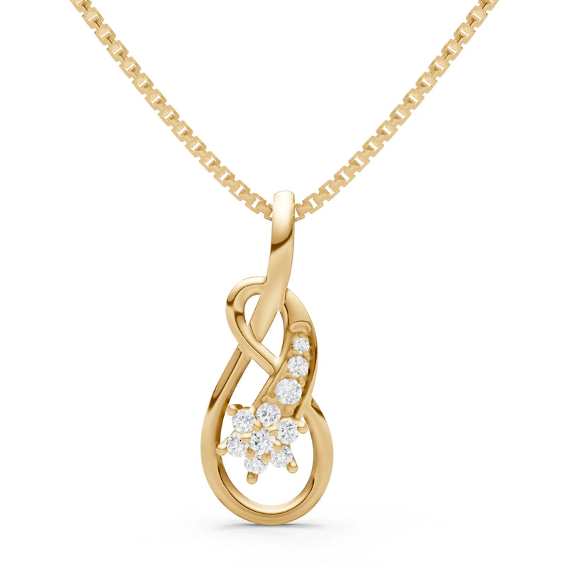 Diamond Double Loop Floral Pendant