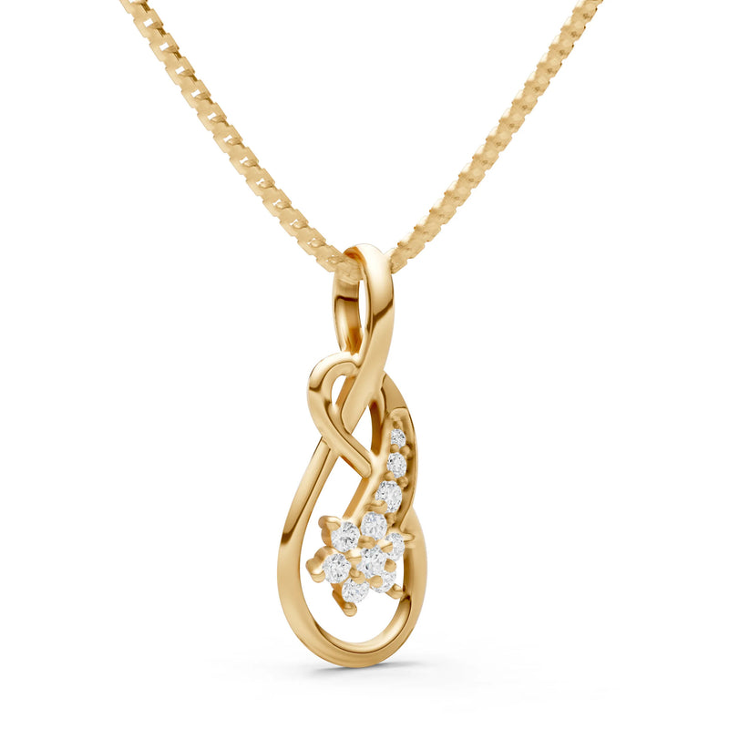 Diamond Double Loop Floral Pendant