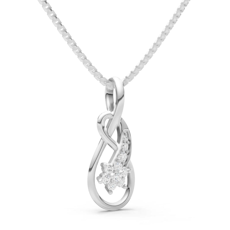 Diamond Double Loop Floral Pendant