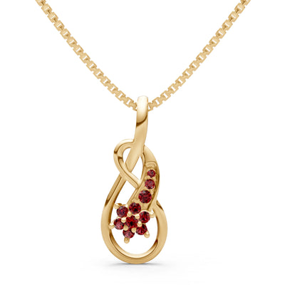 Garnet Double Loop Floral Pendant
