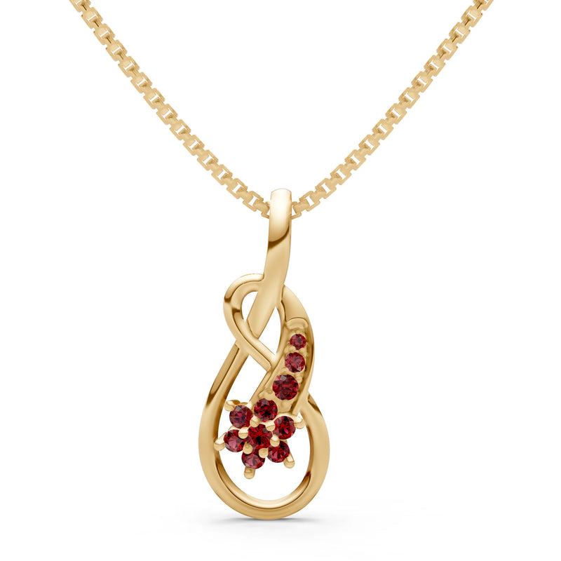 Garnet Double Loop Floral Pendant