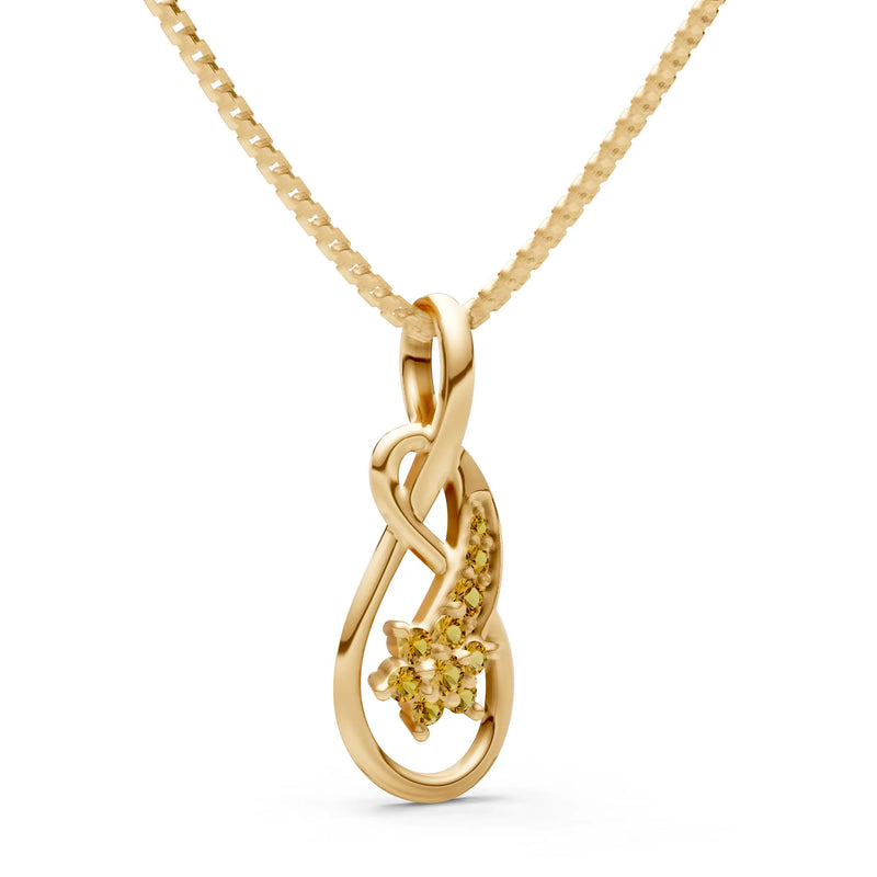 Citrine Double Loop Floral Pendant