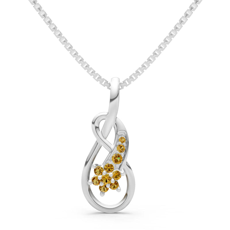 Citrine Double Loop Floral Pendant