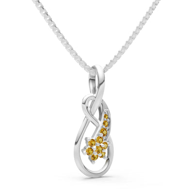 Citrine Double Loop Floral Pendant
