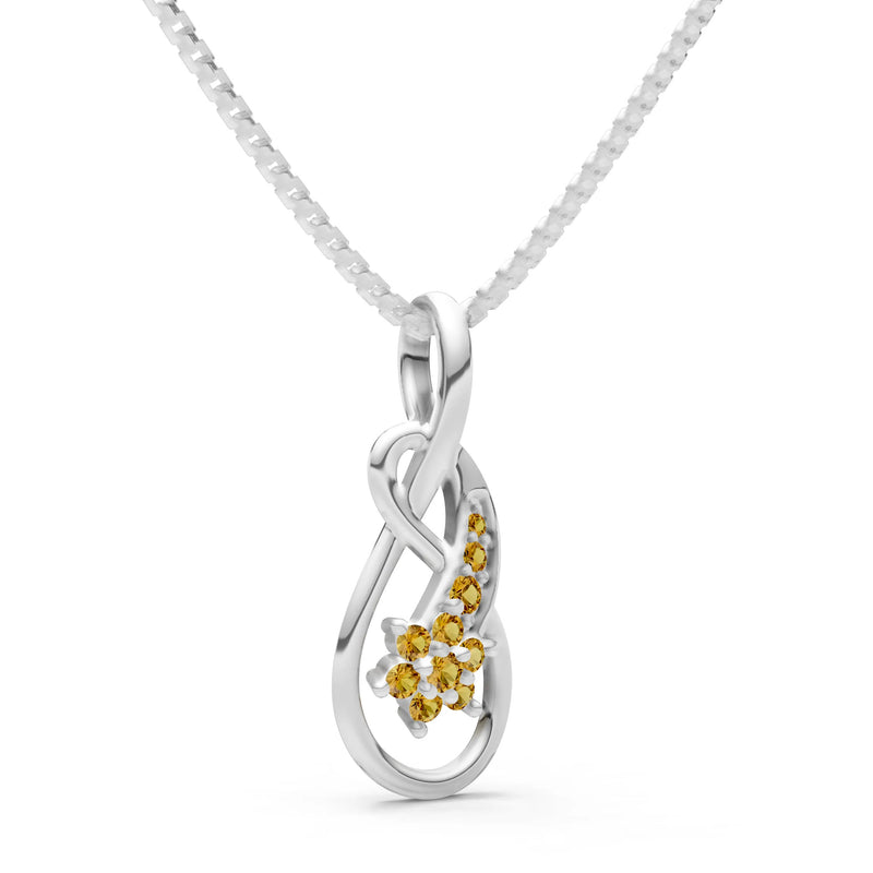 Citrine Double Loop Floral Pendant