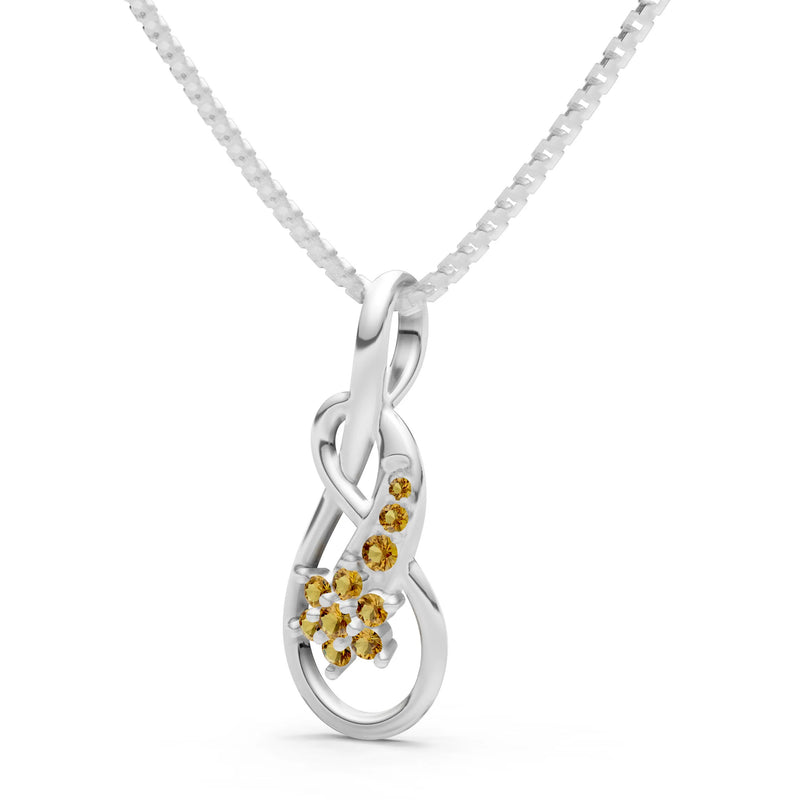 Citrine Double Loop Floral Pendant