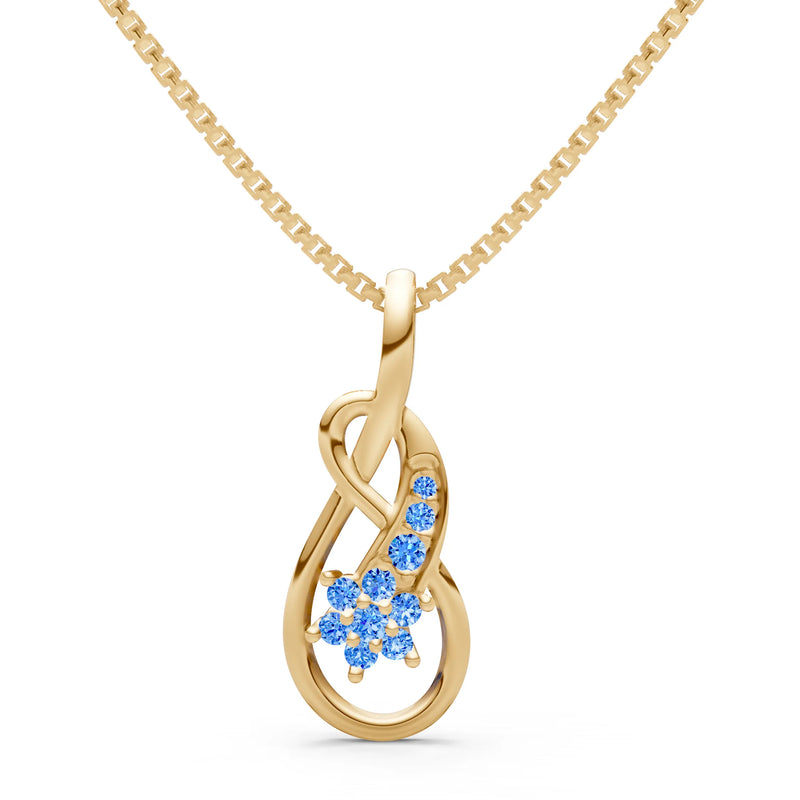 Swiss Blue Topaz Double Loop Floral Pendant