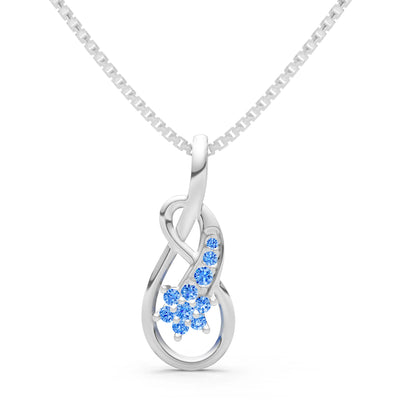 Swiss Blue Topaz Double Loop Floral Pendant