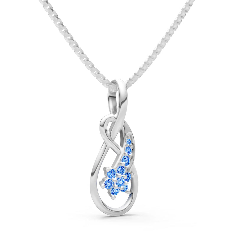 Swiss Blue Topaz Double Loop Floral Pendant