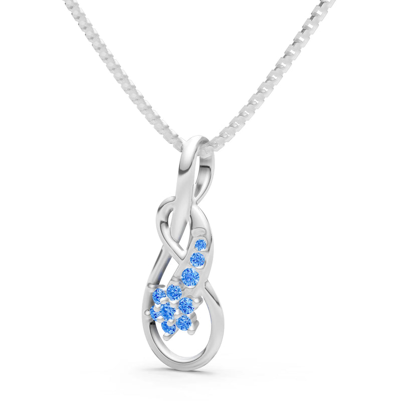 Swiss Blue Topaz Double Loop Floral Pendant
