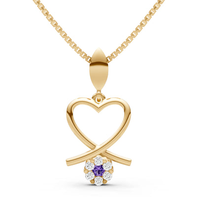 Amethyst Floral Heart Pendant