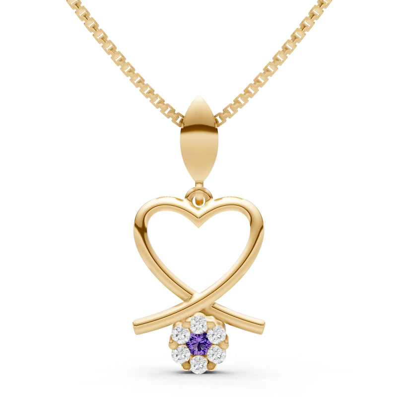 Amethyst Floral Heart Pendant