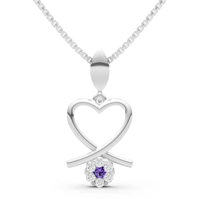 Amethyst Floral Heart Pendant