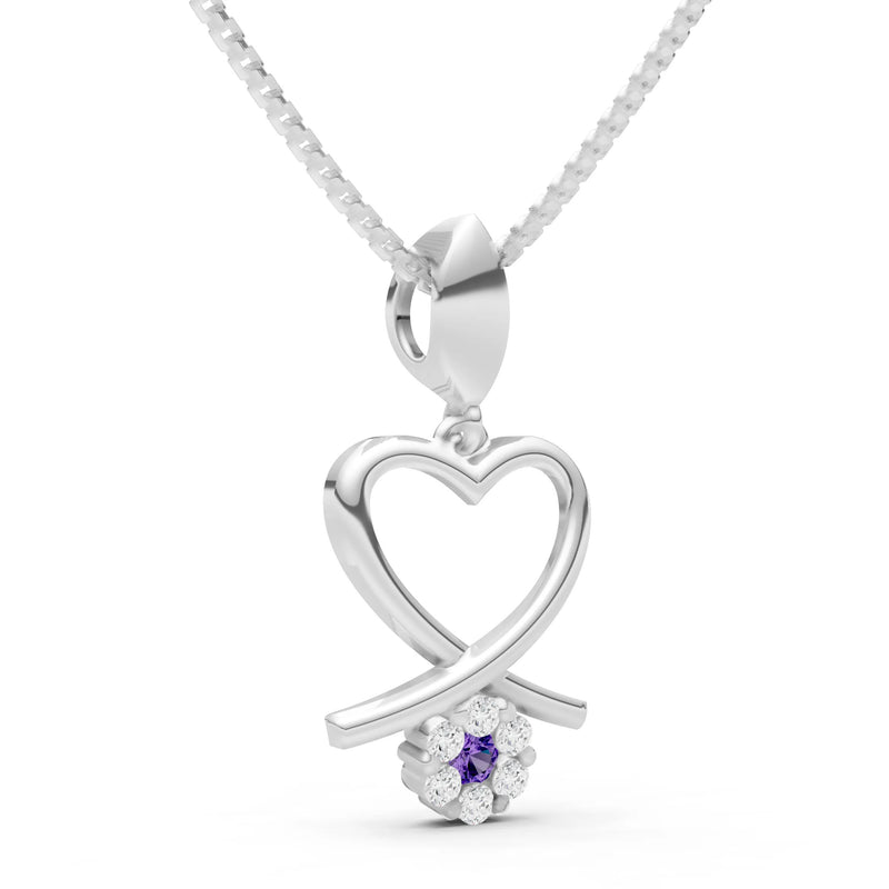 Amethyst Floral Heart Pendant