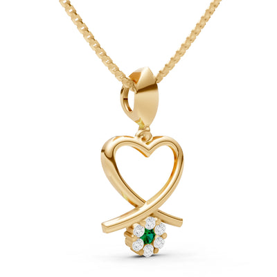 Emerald Floral Heart Pendant