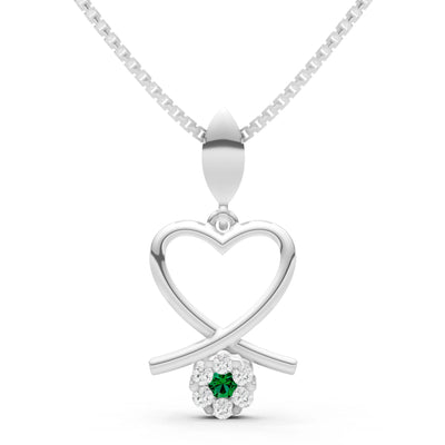 Emerald Floral Heart Pendant