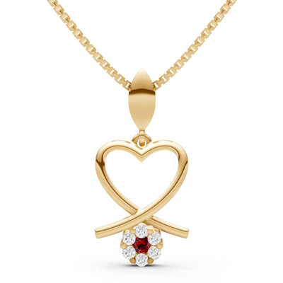 Garnet Floral Heart Pendant
