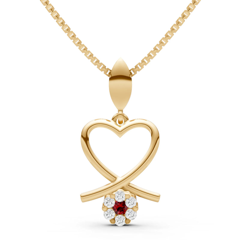 Garnet Floral Heart Pendant