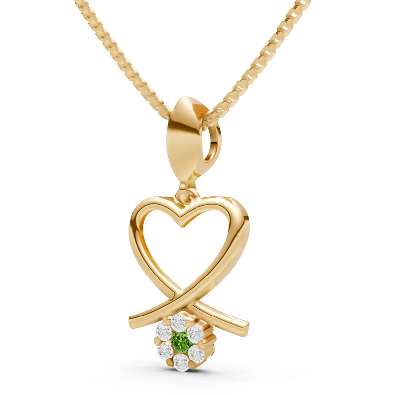 Peridot Floral Heart Pendant