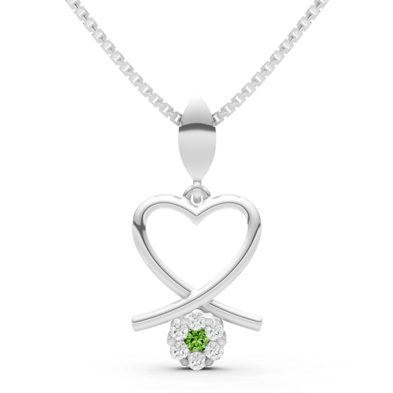 Peridot Floral Heart Pendant