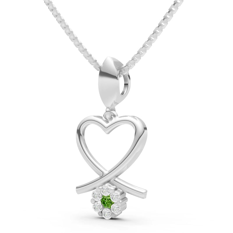 Peridot Floral Heart Pendant