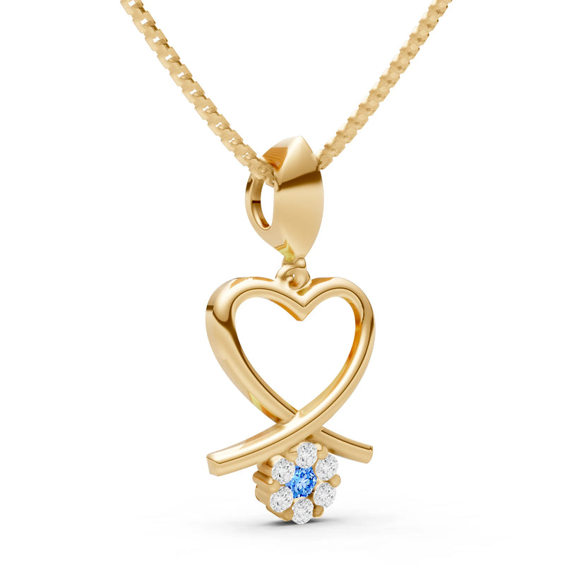 Swiss Blue Topaz Floral Heart Pendant