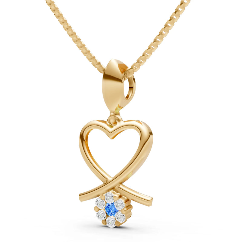 Swiss Blue Topaz Floral Heart Pendant