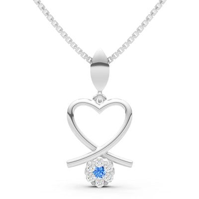 Swiss Blue Topaz Floral Heart Pendant