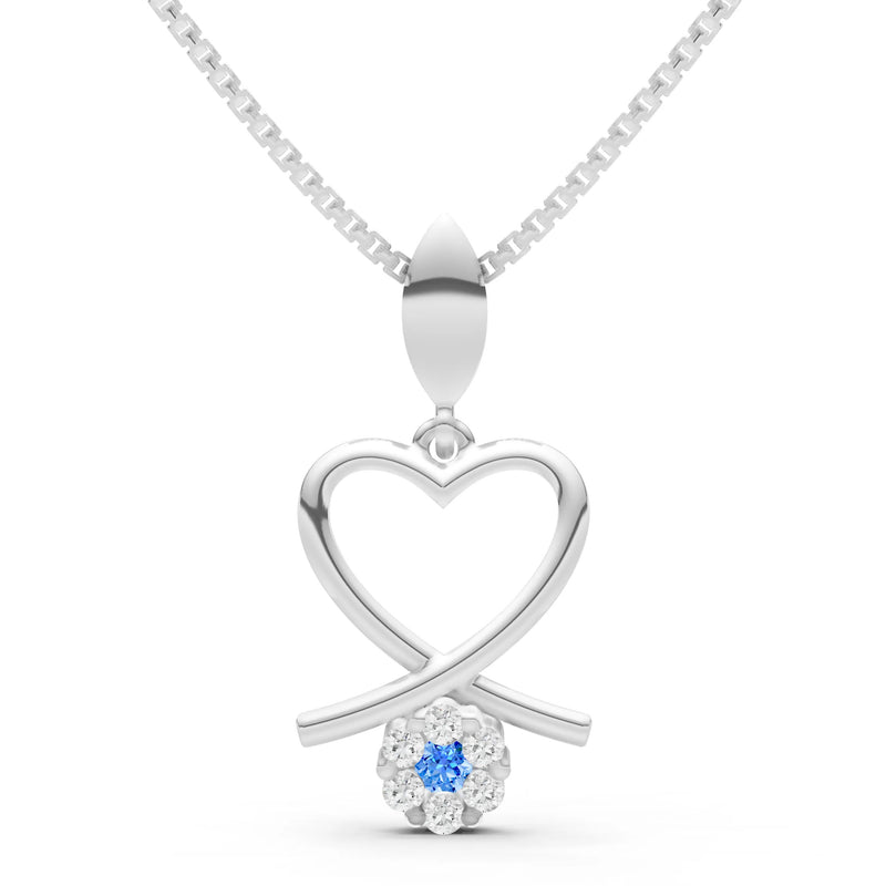 Swiss Blue Topaz Floral Heart Pendant