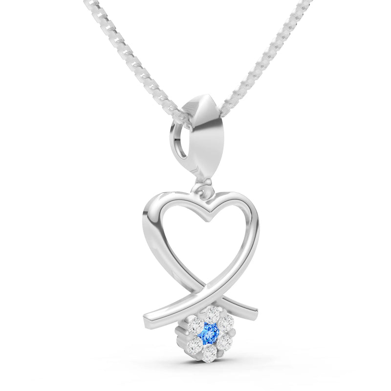 Swiss Blue Topaz Floral Heart Pendant