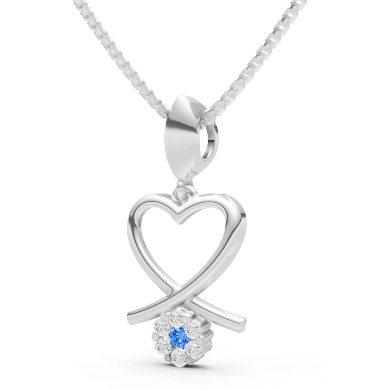 Swiss Blue Topaz Floral Heart Pendant