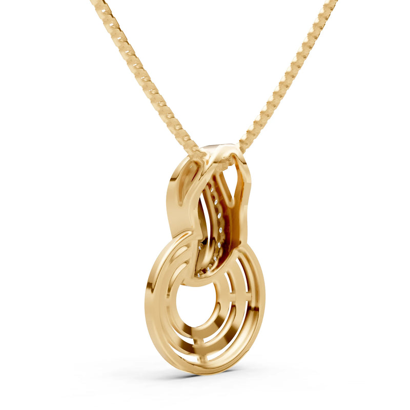 Concentric Ribbed Link Sparkle Pendant