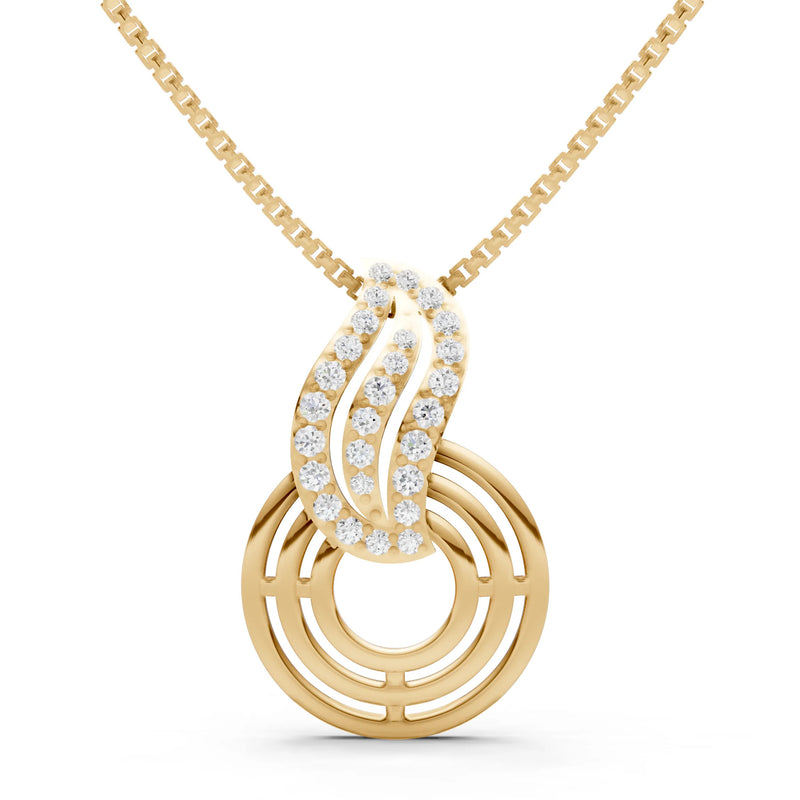 Concentric Ribbed Link Sparkle Pendant