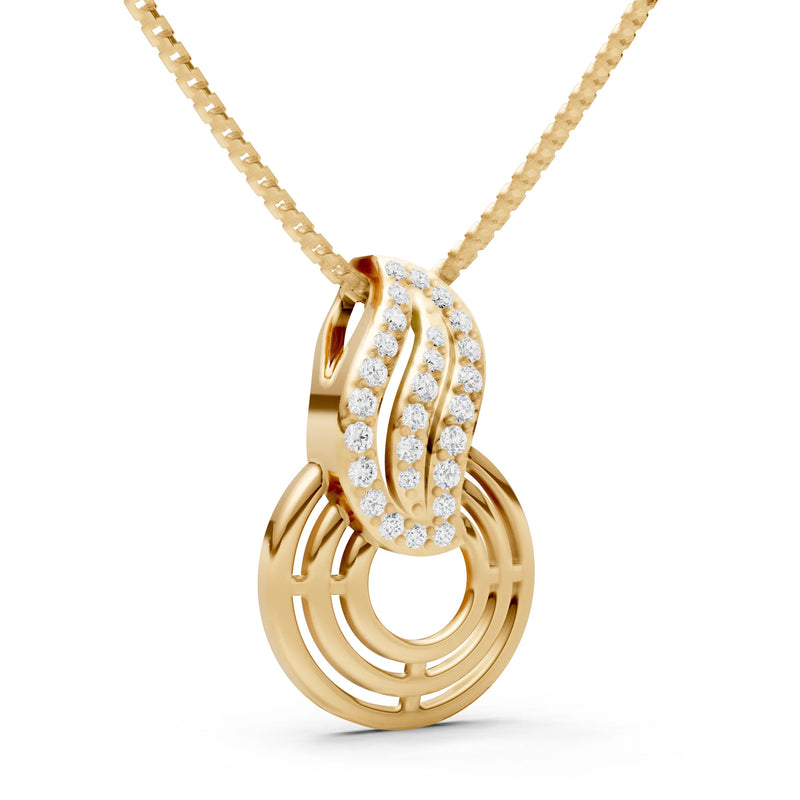 Concentric Ribbed Link Sparkle Pendant